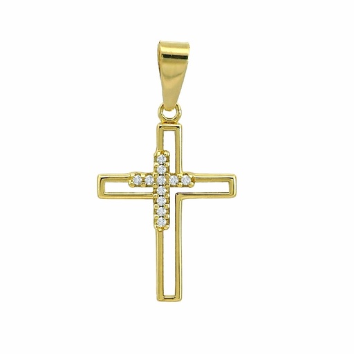 [5955] 18x12MM CROSS PENDANT WITH CZ.