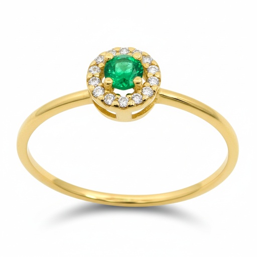 [5959/SE] 3MM EMERALD AND CZ RING.