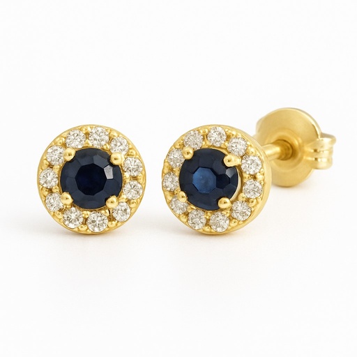 [5959Z] 3MM SAPPHIRE AND CZ EARRINGS.5MM