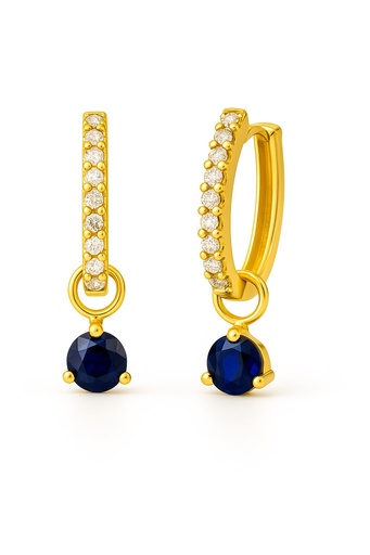 [5960Z] PENDIENTES ARO DESMONTABLE ZAFIRO 3MM Y CIRCONITAS.17x1'5MM.