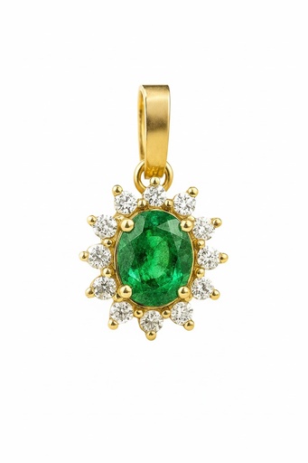 [5962CE] 4x3MM EMERALD AND CZ PENDANT.
