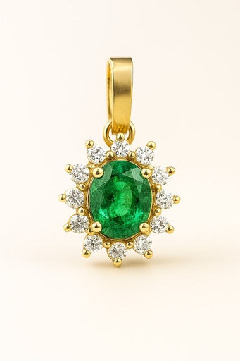 [5962CE] COLGANTE ROSETON ESMERALDA 4x3MM Y CIRCONITAS.