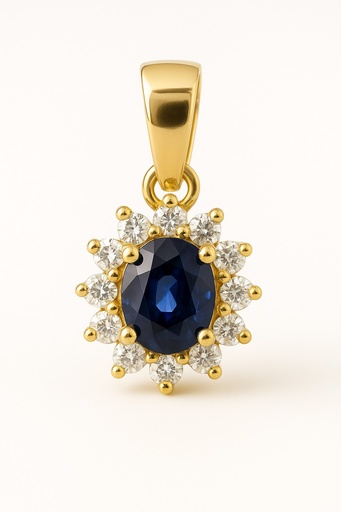 [5962CZ] COLGANTE ROSETON  ZAFIRO DE 4x3MM Y CIRCONITAS.