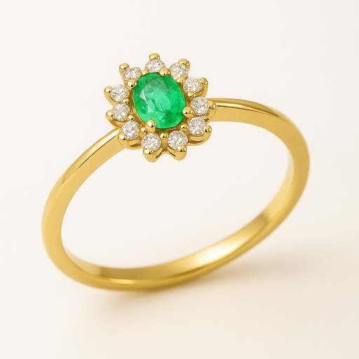 [5962/SE] 4x3MM EMERALD AND CZ RING