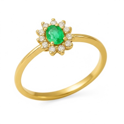 [5962/SE] 4x3MM EMERALD AND CZ RING