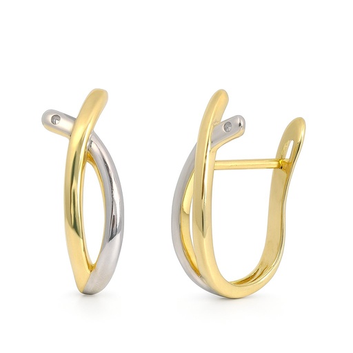 [5976] PENDIENTES MEDIO ARO DOBLE BANDA BICOLOR.