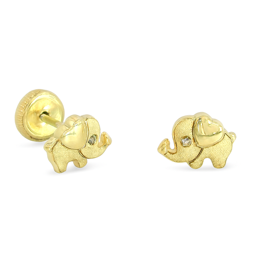 [5979] PENDIENTES ELEFANTE SATINADO CON CIRCONITAS.8x6MM.