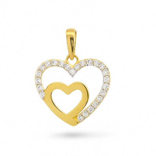 [00025] 18x13MM TWO TONE DOUBLE HEART PENDANT.