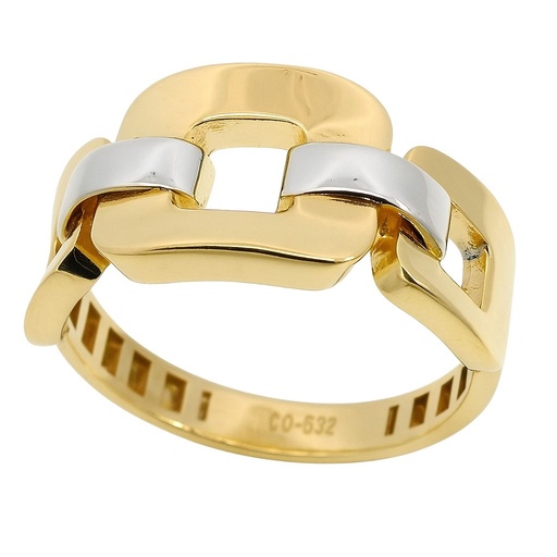 [00057] TWO TONE LINK GOLD RING.
