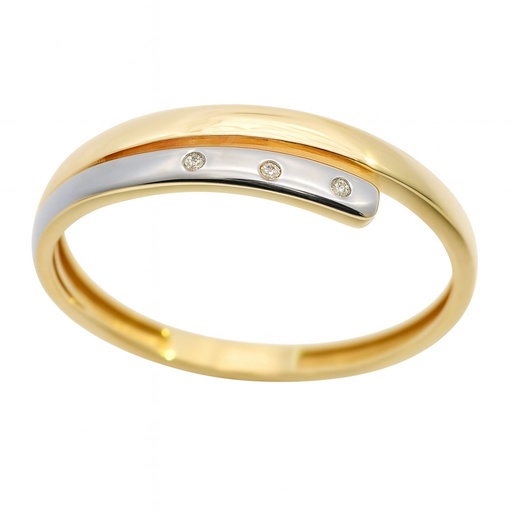 [00062S] TWO TONE GOLD AND CZ RING.