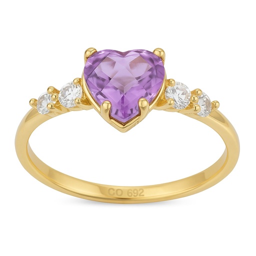 [00079] SORTIJA CON AMATISTA FORMA DE CORAZON DE 6x6MM.