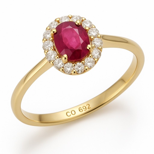 [B4187R] SORTIJA RUBI OVAL 0.25CT BRILLANTES 0.12 CT TW  H-SI