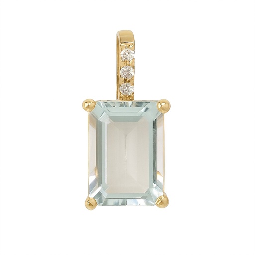 [B4158/CA] COLGANTE AGUAMARINA 7x5MM 0.98 CT 3 BRILLANTES 1MM H-SI 0.015 CT TW