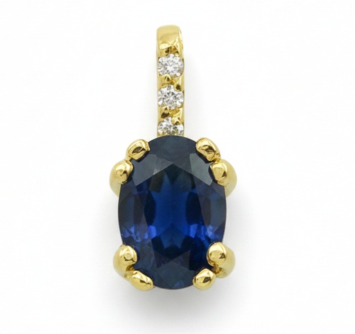 [B4159/CZ] COLGANTE ZAFIRO OVAL 6x4 3 BRILLANTES 1MM H-SI 0.05 CT TW
