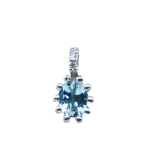[B4156/CA] COLGANTE AGUAMARINA OVAL 5x4MM 3 BRILLANTES 1MM H-SI 0.015 CT