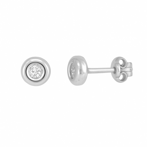 [00088B] 2'5MM CZ WHITE GOLD STUD EARRINGS.SCREW BACK.
