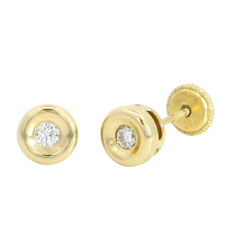 [B4120/0.10] PENDIENTES CHATON ESTAMPACION 5MM.BRILLANTES H-SI 1 0.10 CT TW