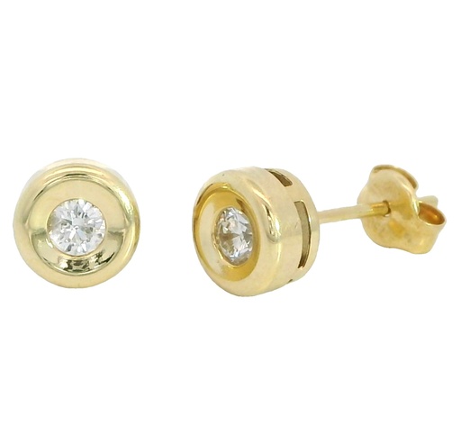[B4120/0.15] PENDIENTES CHATON ESTAMPACION 5MM.BRILLANTES H-SI 1 0.15 CT TW