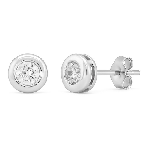 [B4121/0.20B] PENDIENTES CHATON FUNDICION  5MM. BRILLANTES H-SI1 0.20 CT TW.