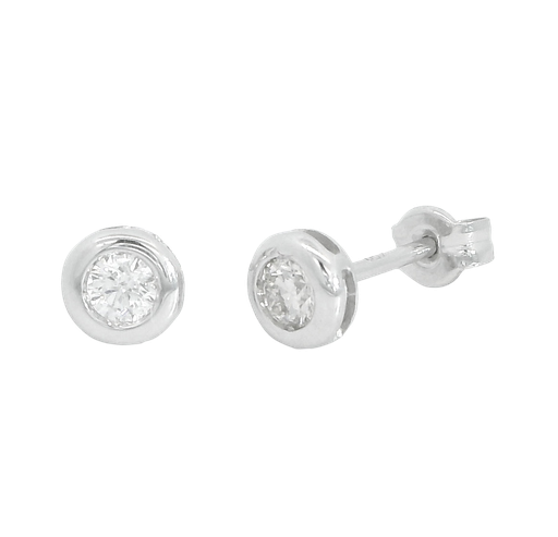 [B4121/0.20B] PENDIENTES CHATON FUNDICION  5MM. BRILLANTES H-SI1 0.20 CT TW.