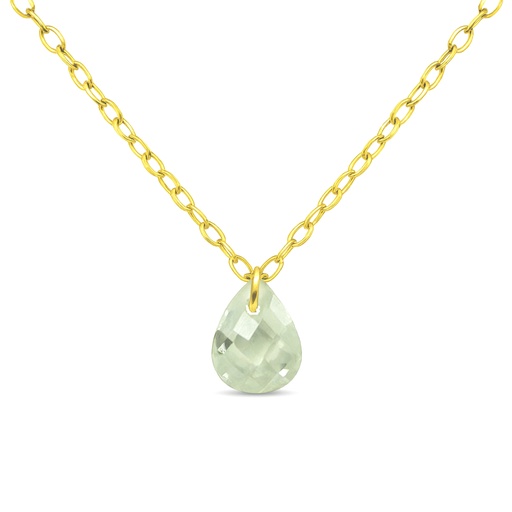 [4925CZ] 7x5MM PEAR CZ CHARM NECKLACE.45CM CHAIN.