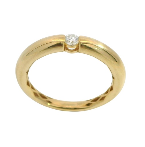 [B4201/0.10] YELLOW GOLD SOLITAIRE DIAMOND RING.QUALITY SI,COLOR H.0.10 CT TW
