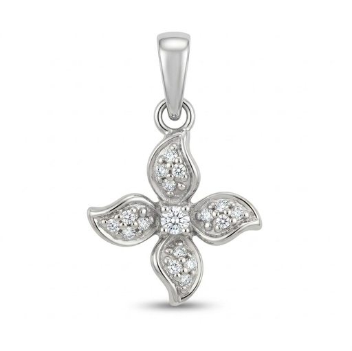 [1769C] COLGANTE  FLOR CON BRILLANTES 0.07CT TW