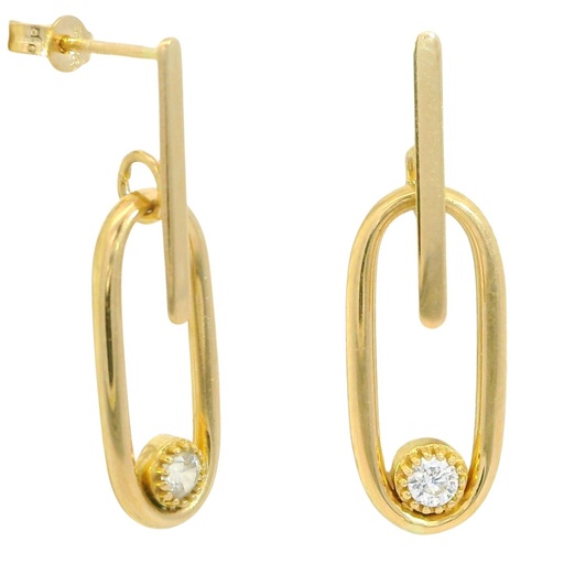 [00108] 25MM LINK DANGLING EARRINGS WITH 3MM CZ.