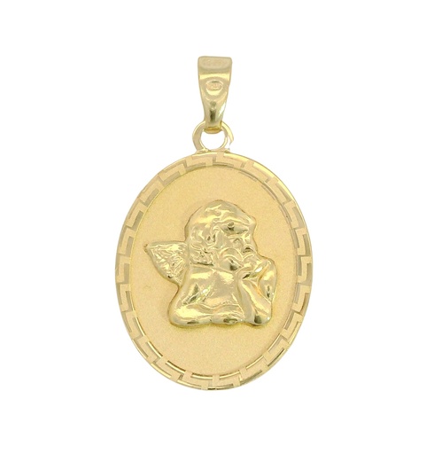 [00116] COLGANTE OVAL ANGELITO BURLON CON GRECA.13X15MM