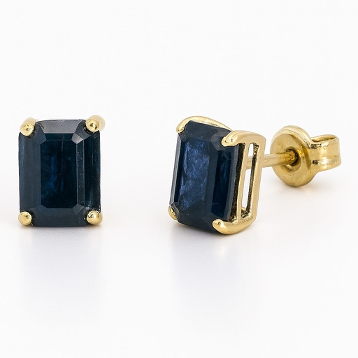 [3974Z] 7x5MM SAPPHIRE STUD EARRINGS.PUSHBACK.