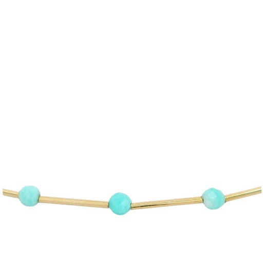 [00137PUT] GOLD TUBES AND AMAZONITE BRACELET.17CM