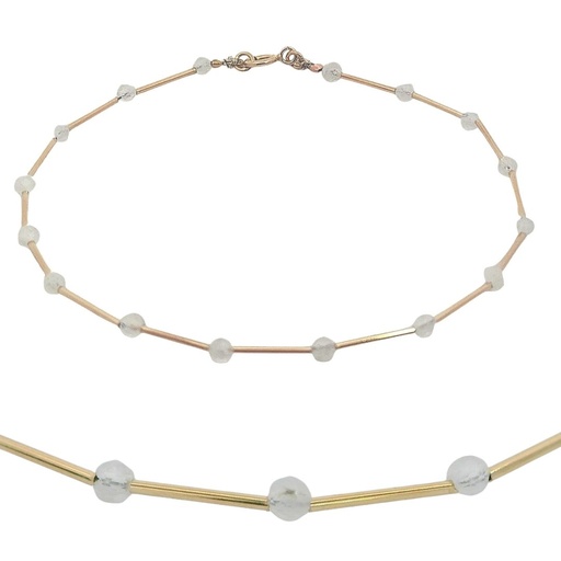 [00137PUN] GOLD TUBES AND MOONSTONES.17CM.