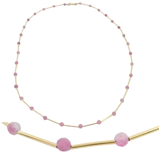 [00137R] GOLD TUBES AND TOURMALINE NECKLACE