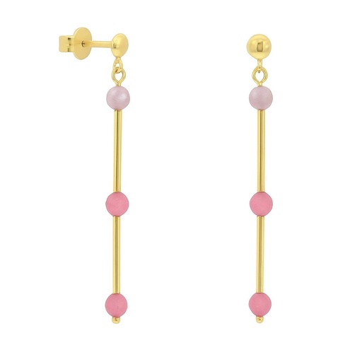 [00137PR] GOLD TUBES AND TOURMALINE DANGLING EARRINGS