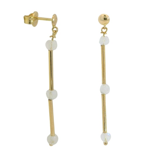 [00137PN] PENDIENTES LARGOS TUBOS CON PIEDRA AMAZONITA SEMIPRECIOSA (copia)
