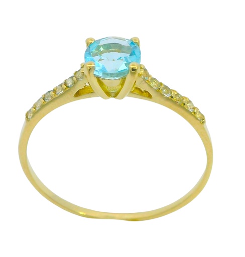 [4409A] SOLITARIO GARRA PIEDRA TOPACIO AZUL NATURAL SEMI PRECIOSA5MM Y TOPACIOS  EN BRAZO