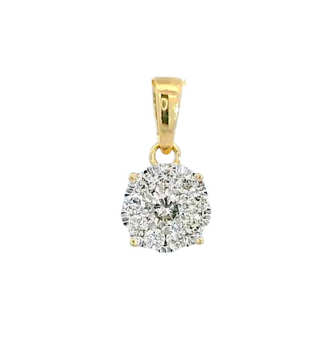 [B4208C/0.15] COLGANTE REDONDO 6x6MM 1 BRILLANTE DE  0.06 CT Y 9 DE 0.09 CT H-SI.0.15 CT TW