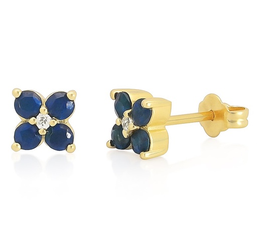 [B4219PZ] DIAMOND AND SAPPHIRE STUD EARINGS.0.72 CT TW SAPPHIRE
