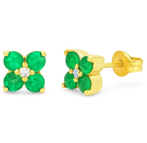 [B4219PE] PENDIENTES BRILLANTES Di 2 RD 0.02 8 ESMERALDA 0.72 CT TW