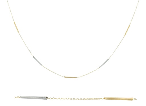 [00134L] TWO TONE GOLD TUBES NECKLACE 