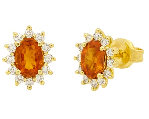 [5962C] PENDIENTE ROSETON CITRINO DE 4x3MM Y CIRCONITAS.