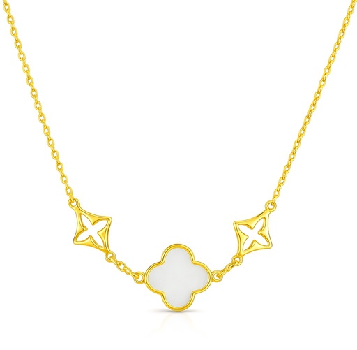 [00166] MOTHER OF PEARL FLOWER NECKLACE.45CM LENGHT