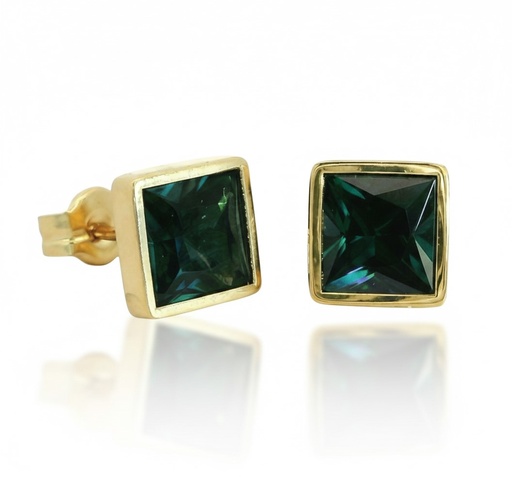 [5912L] PENDIENTES CUADRADOS 6x6 MM PIEDRA TOPACIO LONDON BLUE