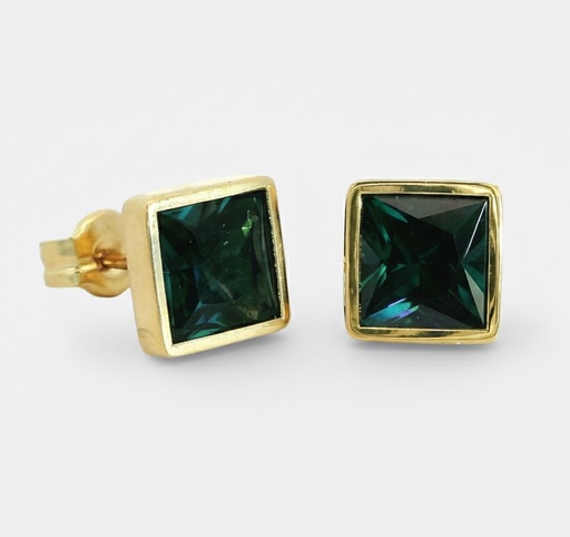 [5912L] PENDIENTES CUADRADOS 6x6 MM PIEDRA TOPACIO LONDON BLUE