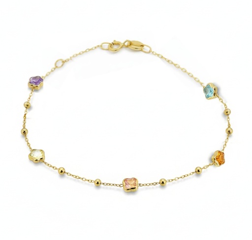[00178PU] 17CM COLORED CZ FLOWER BRACELET
