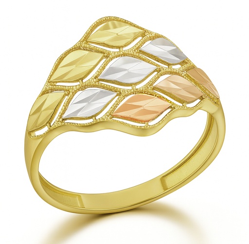[00192] TRI-COLOR TONE GOLD LEAVES RING