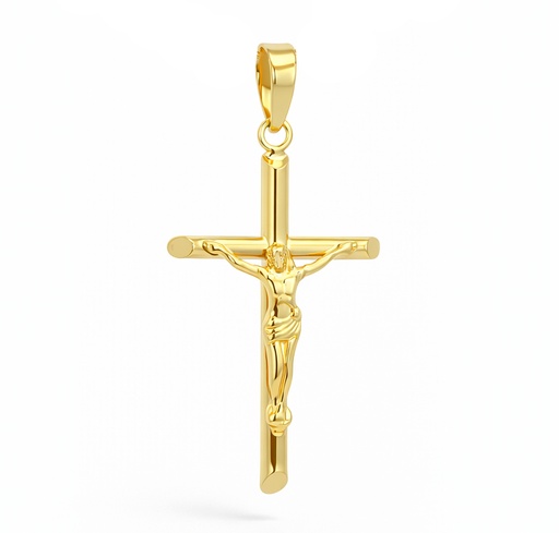[9K0015] 9 KARAT GOLD BEVELED CRUCIFIX PENDANT