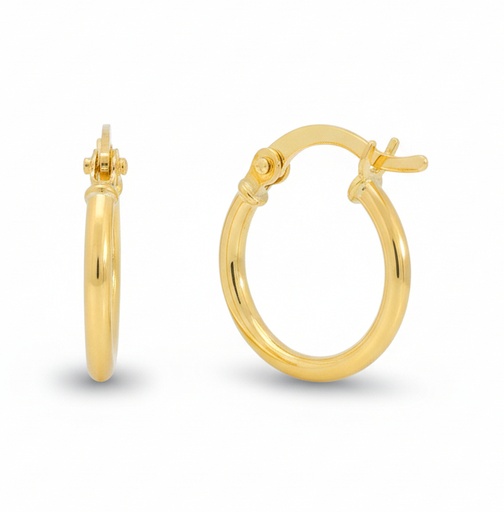 [9K0020] 14x1'5MM HOOP EARRINGS.LEVERBACK.9 KARAT