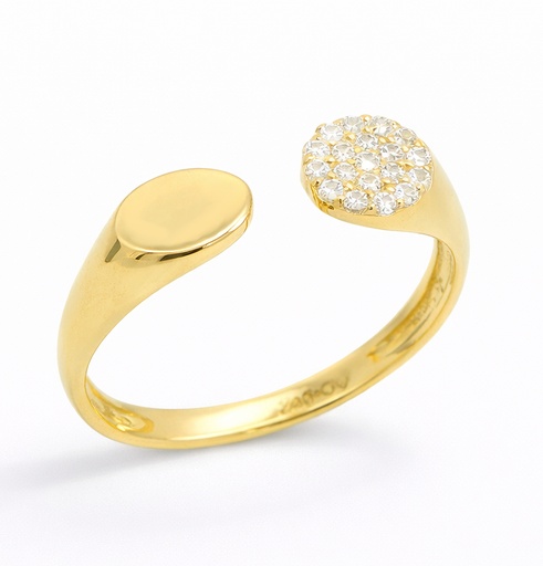 [9K0033] OPEN RING WITH CZ. 9 KARAT