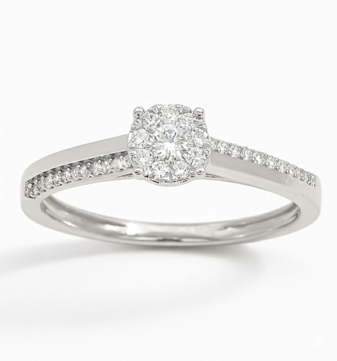 [B4097/0.15B] SORTIJA PRINCESA BRILLANTES 1/0.045+9/0.054+22/0.051 H-SI.0.25 CT TW